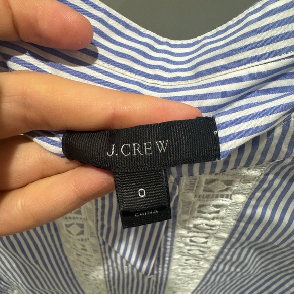 Striped Blue and White Blouse swim cover-up tunic with Lace Trim - Picture 3 of 5